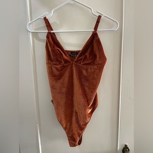 Urban outfitters Burnt orange velvet bustier bodysuit